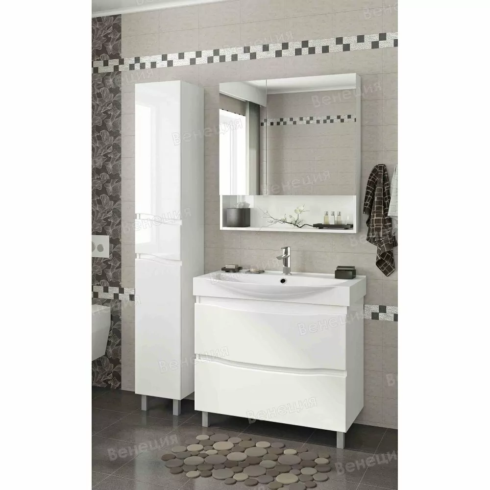 Тумба напольная Венеция Forte 85 с раковиной Элвис 85, белый