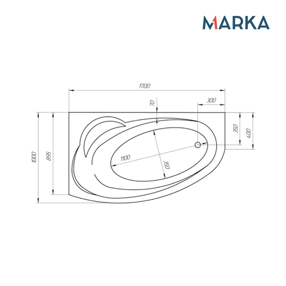 Ванна 1Marka JULIANNA 170*100 L Комплект Премиум
