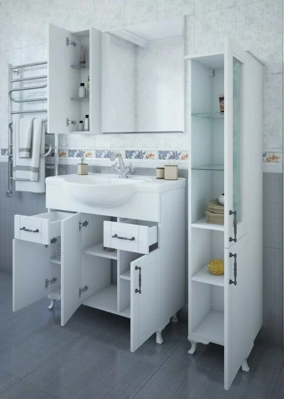 Зеркало с шкафчиком Sanflor Глория 85 L белый матовый