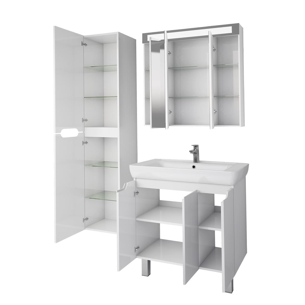 Тумба с раковиной напольная Dreja Q Plus (D) 80 см, белый