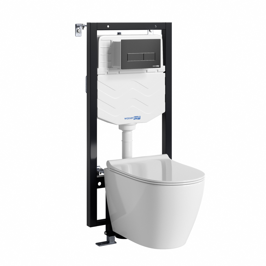 Унитаз подвесной WasserKRAFT 56TLT.010.ME.MB03.H002 с инсталляцией и кнопкой, белый