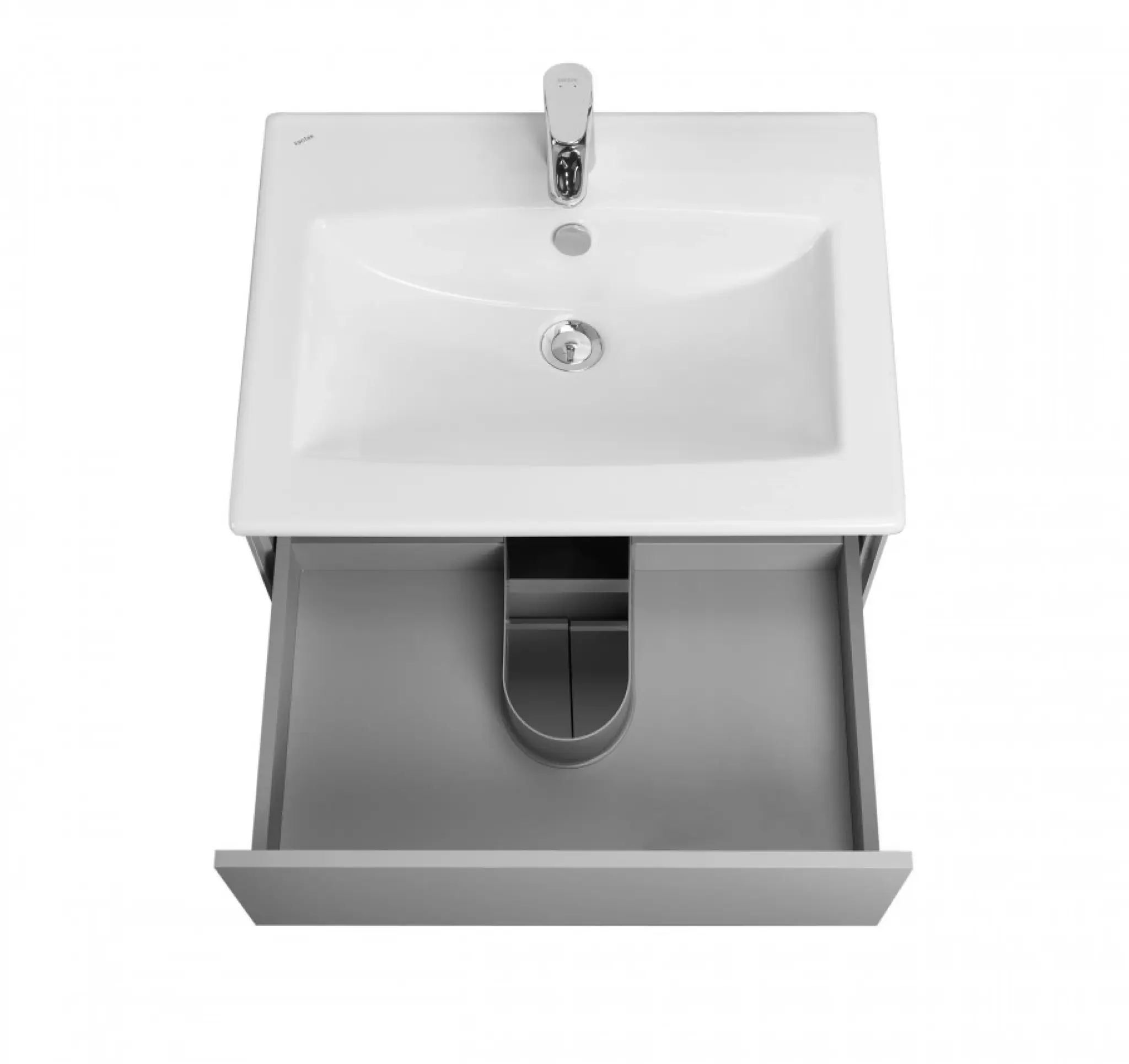 Тумба напольная Aquaton Форест 60 с раковиной Элина 60, туманный серый