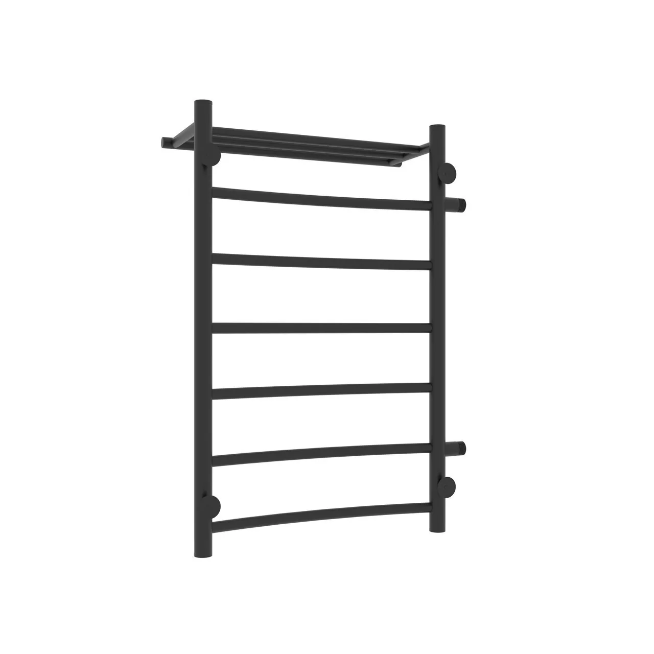 Полотенцесушитель водяной Laris Классик П7 500х800 L МЦ 500-1, боковой, с полкой, черный матовый