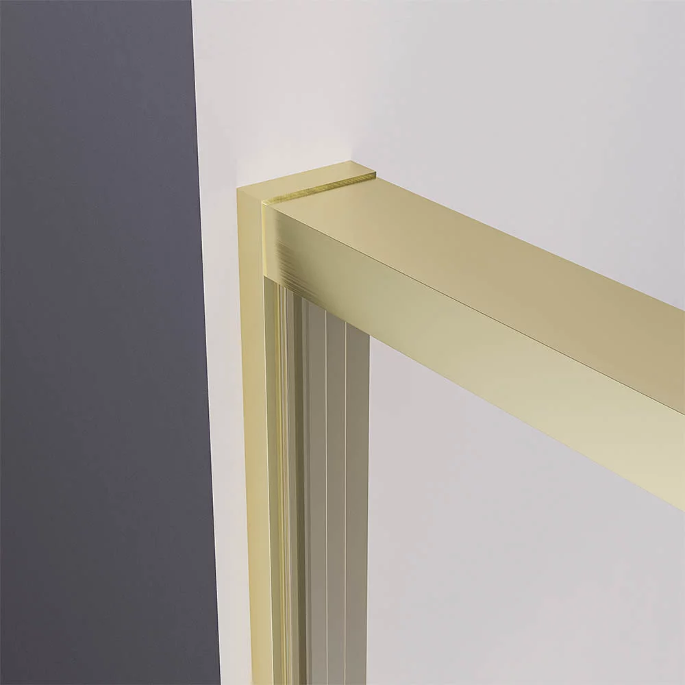 Душевая дверь раздвижная Veconi Premium Prato 300 G-L, 1100х2000, золото брашированный, стекло прозрачное