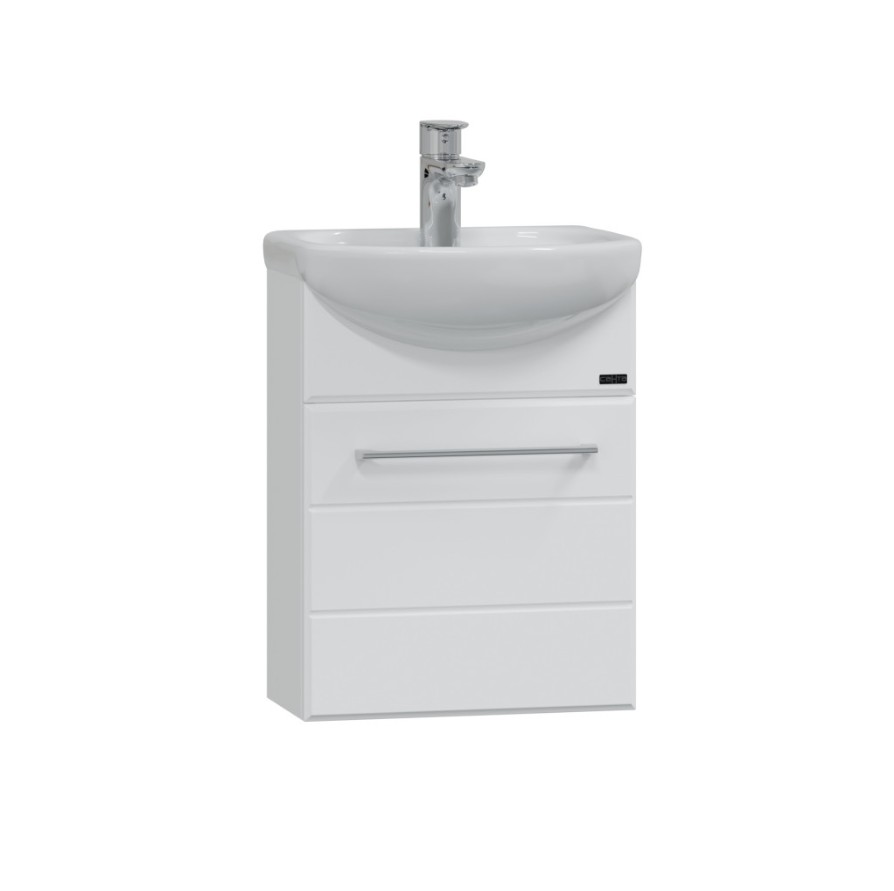 Тумба подвесная Санта Омега 40 с раковиной Манго 40, белая