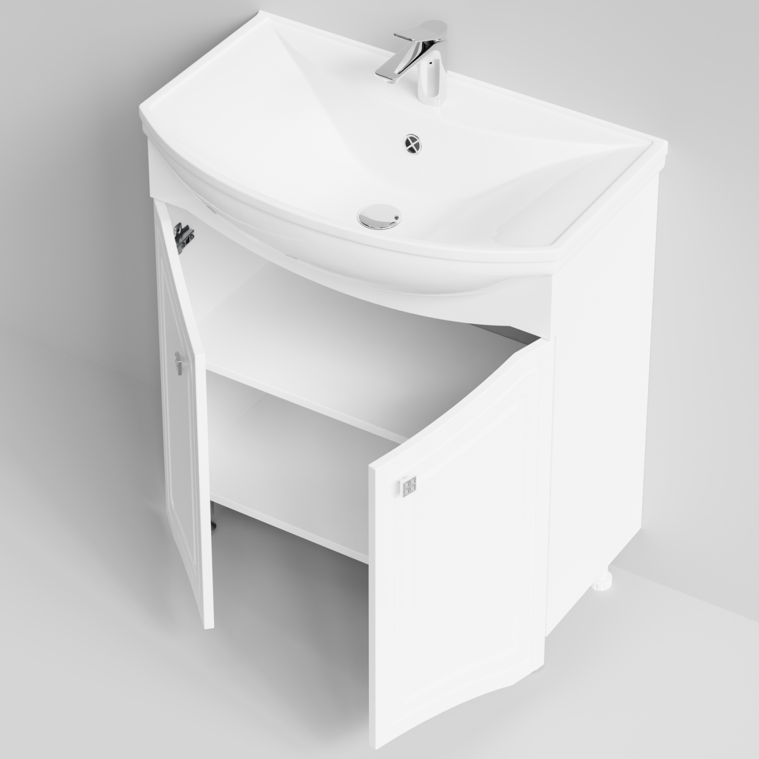 Тумба с раковиной Адам 75 напольная, белый глянец