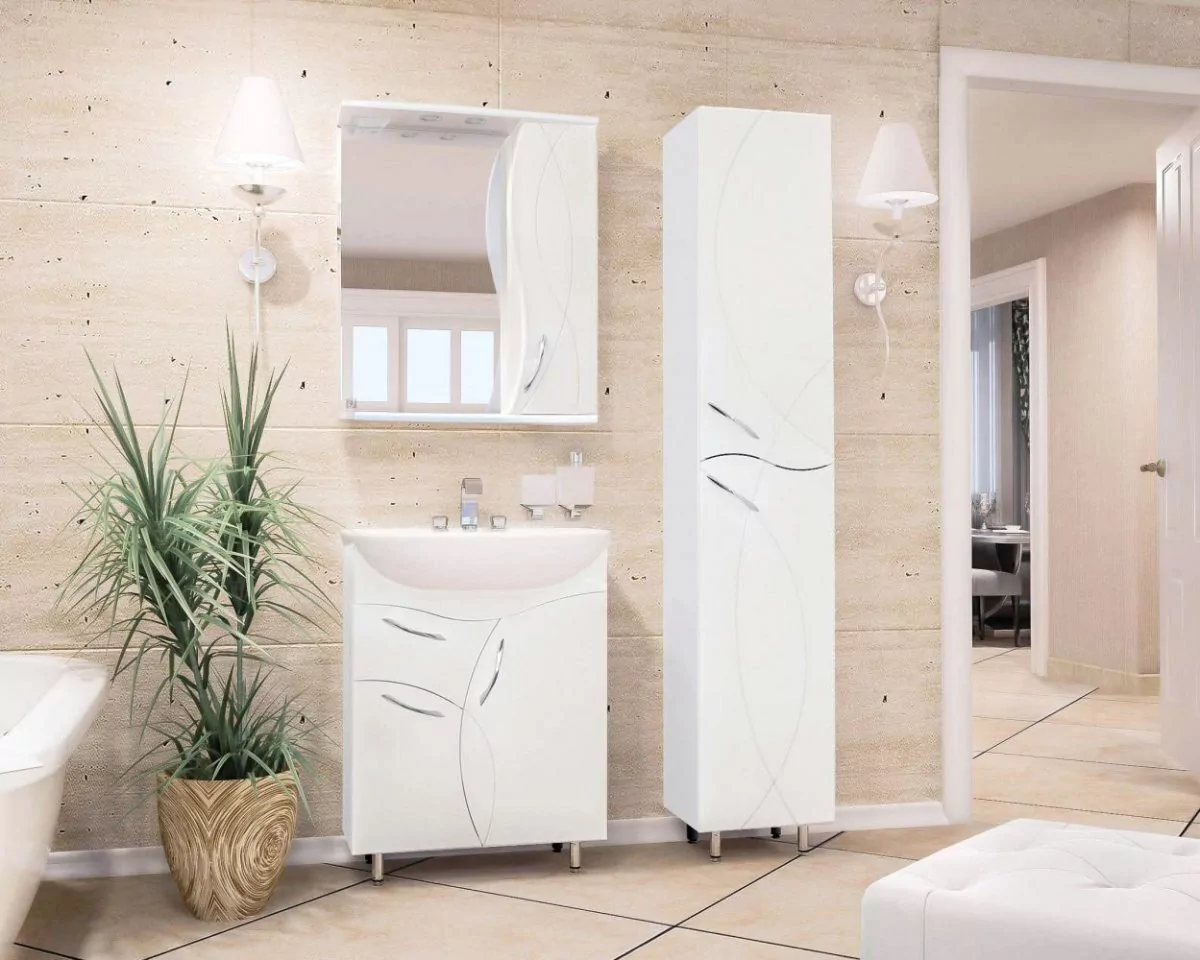 Зеркало со шкафчиком Style Line Амелия 65 R свет, белый от магазина Vanna-Vanna.ru!