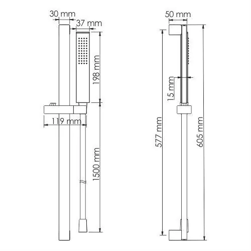 Штанга для душа WasserKraft A143 с лейкой и шлангом, хром