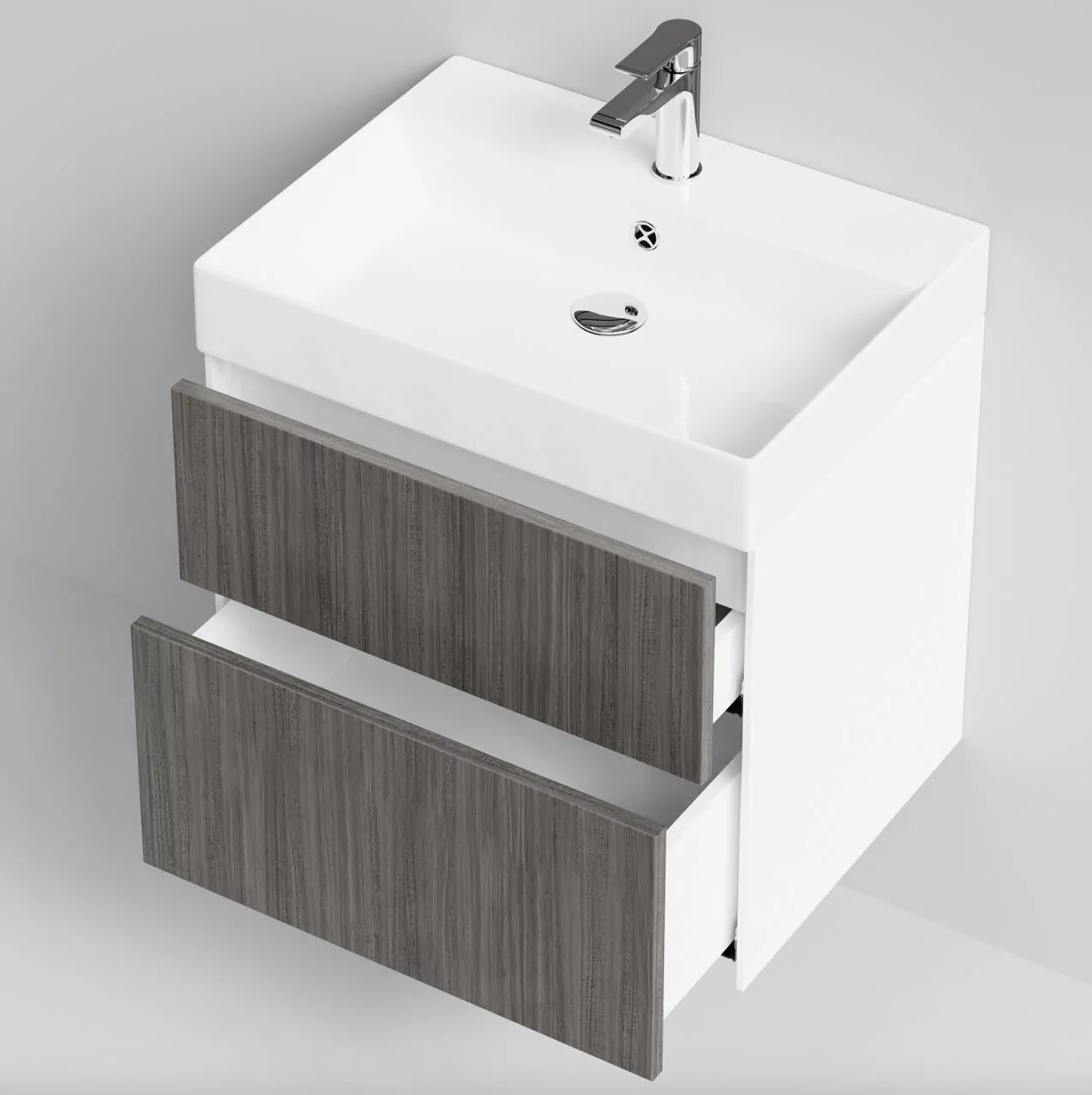Тумба подвесная Vod-ok Эвкалипт 60 с раковиной Stance 60, эвкалипт серый