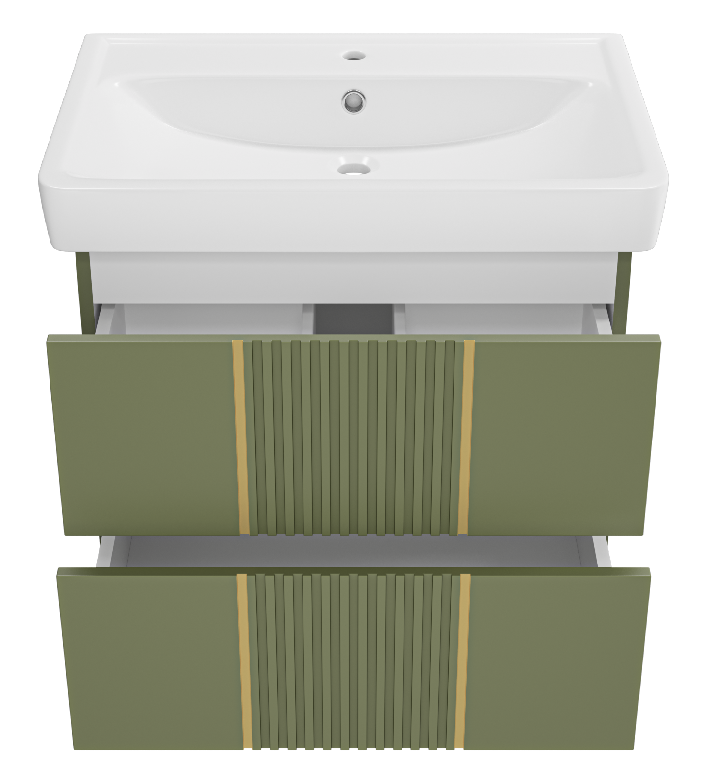 Тумба с раковиной Brevita Vega 70 подвесная, зеленый/патина золото