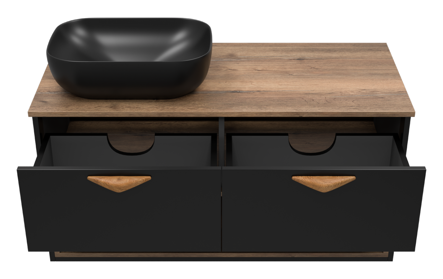 Тумба с раковиной Brevita Bergen 105 с подсветкой подвесная, черный/дуб галифакс