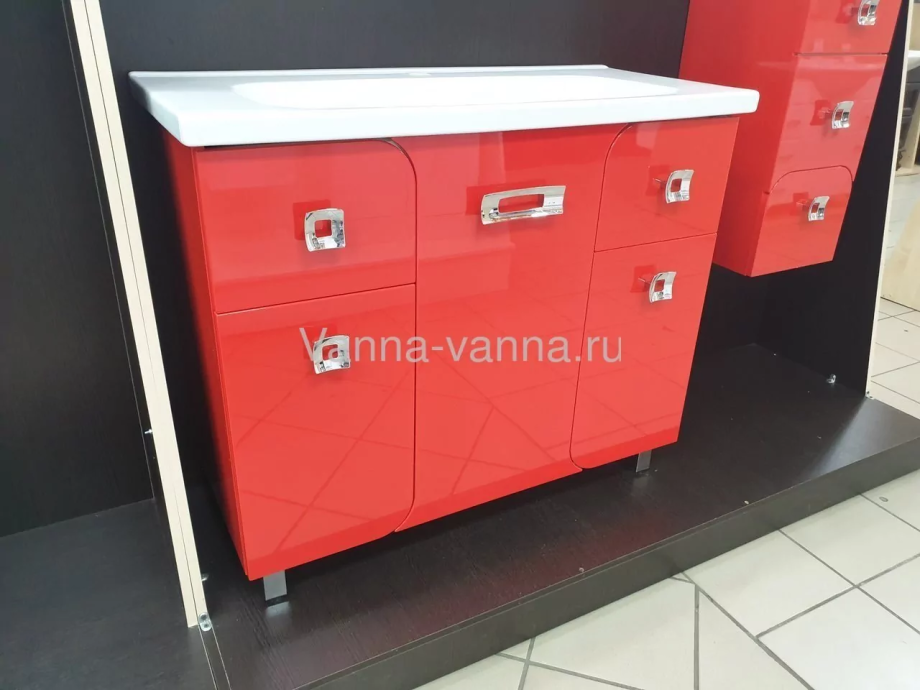 Тумба с раковиной Vod-ok Elite Арнелла 100 напольная, белая