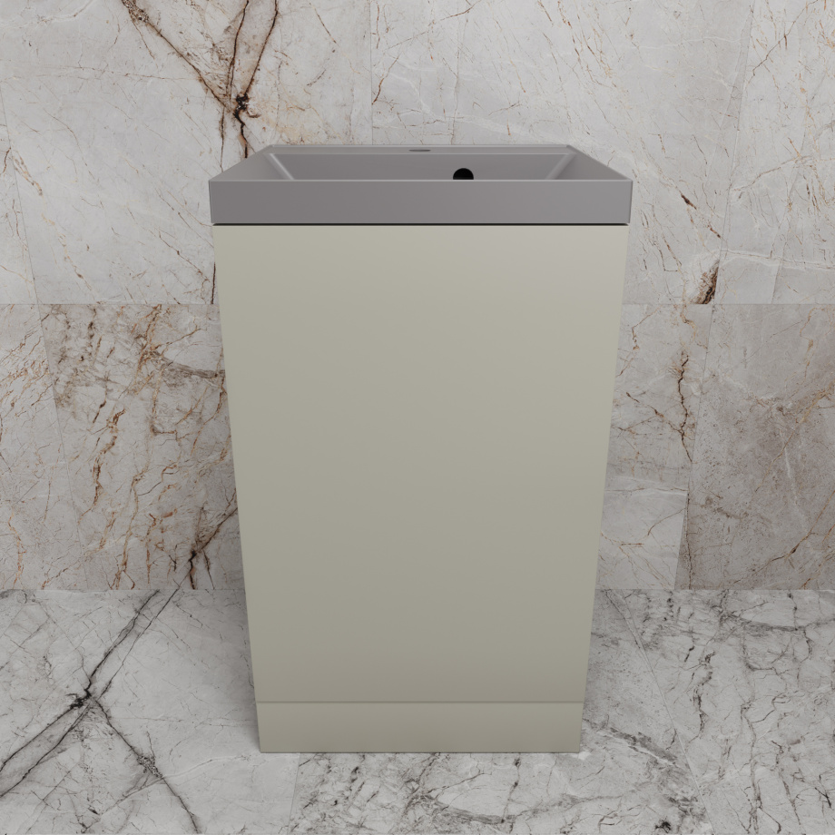 Тумба напольная Style Line "МОНО 50" с раковиной ASTI 50 серый шелк, (1 дверь), санд серая галька