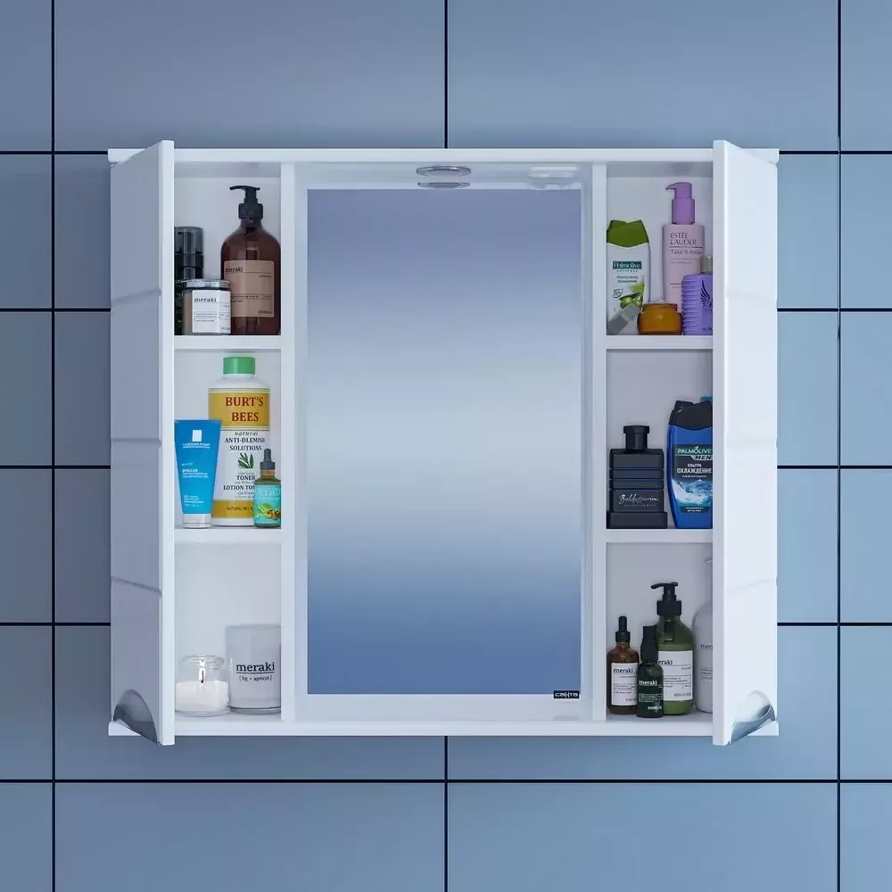 Зеркало с шкафчиком Санта Родос 80 свет, белый