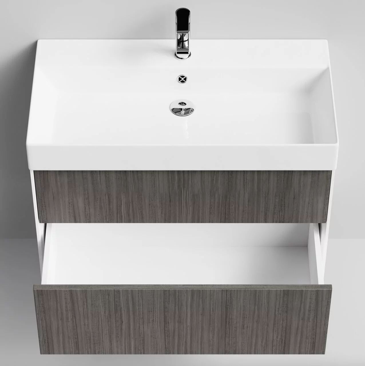Тумба подвесная Vod-ok Эвкалипт 85 с раковиной Stance 85, эвкалипт серый