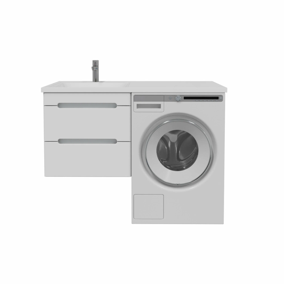 Тумба подвесная SanStar Толедо 60 с раковиной Даллас 120 левый белая