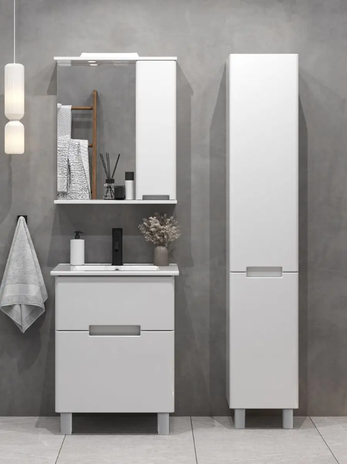 Тумба напольная SanStar Ориана 60 с раковиной Moduo 60, белая