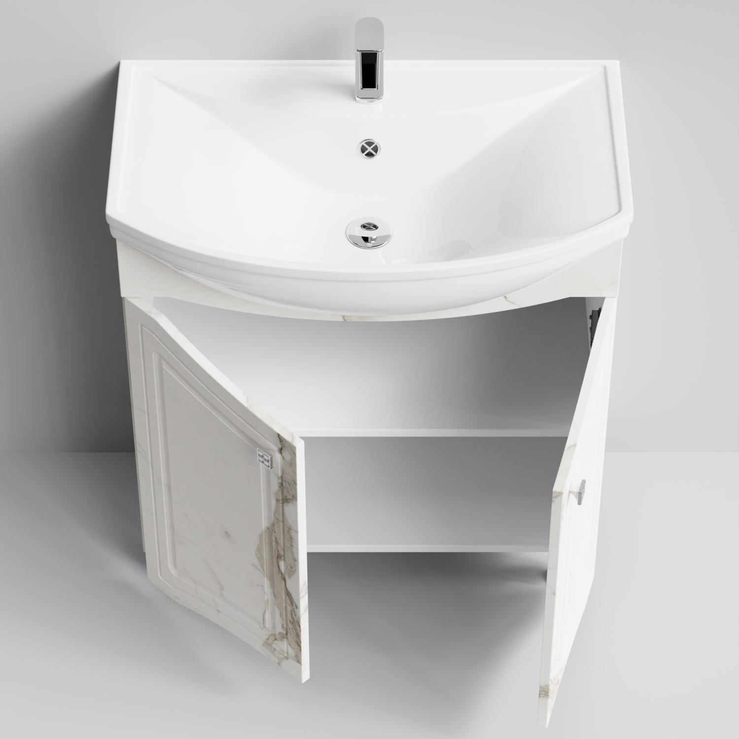 Тумба с раковиной Адам 75 напольная, Мрамор Белый натур милк