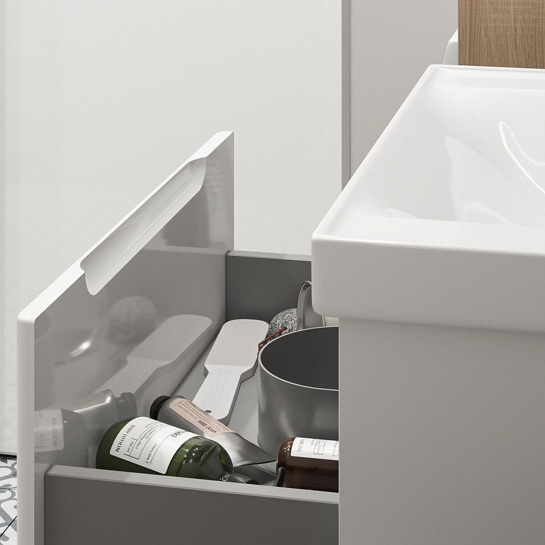 Тумба подвесная SanStar Riana 100 с раковиной Гармония 100 (комплект), белая