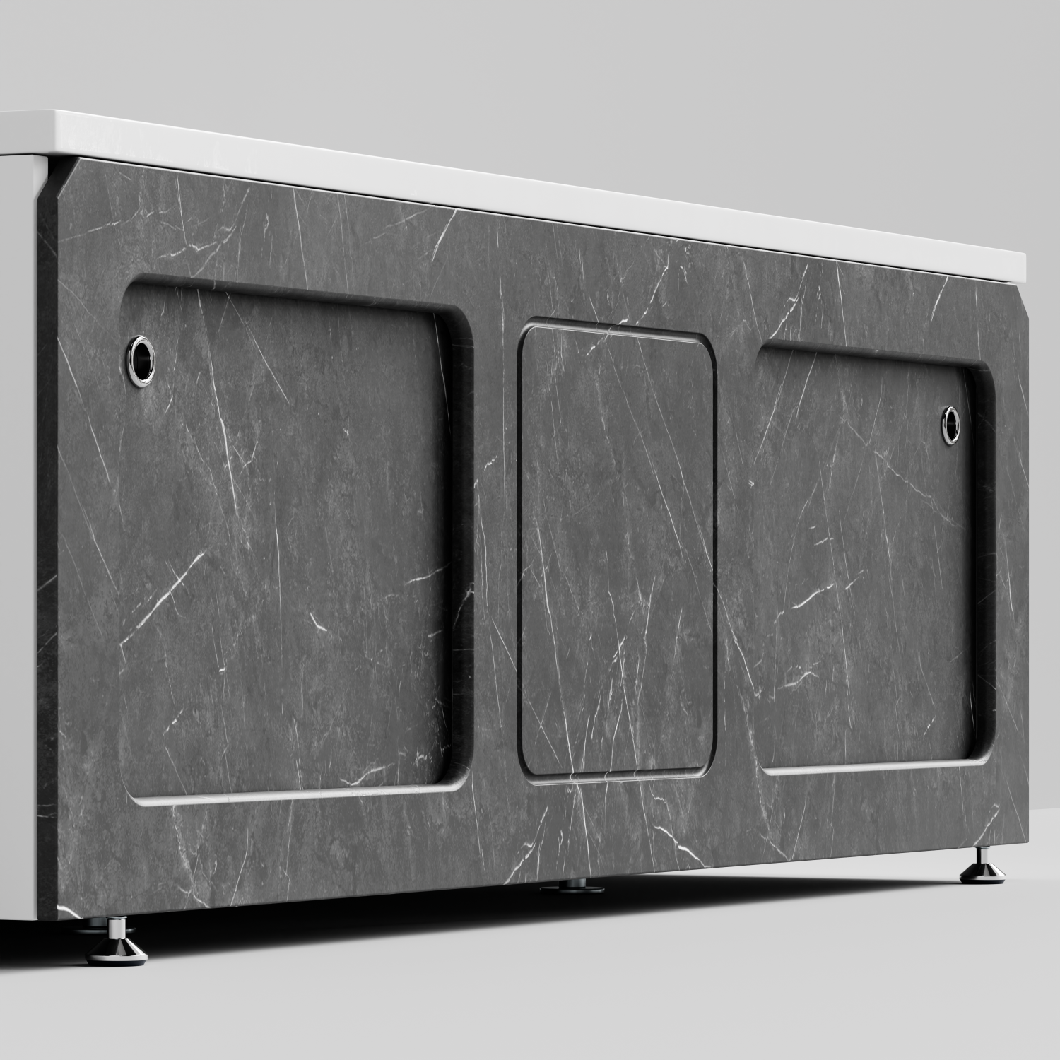 Экран под ванну Vod-ok Хит 170 раздвижной Мрамор Графит софт тач