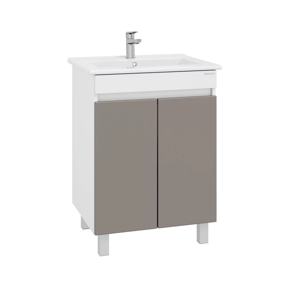 Тумба напольная Onika Марви 60 с раковиной Элина 60, мокко/белый