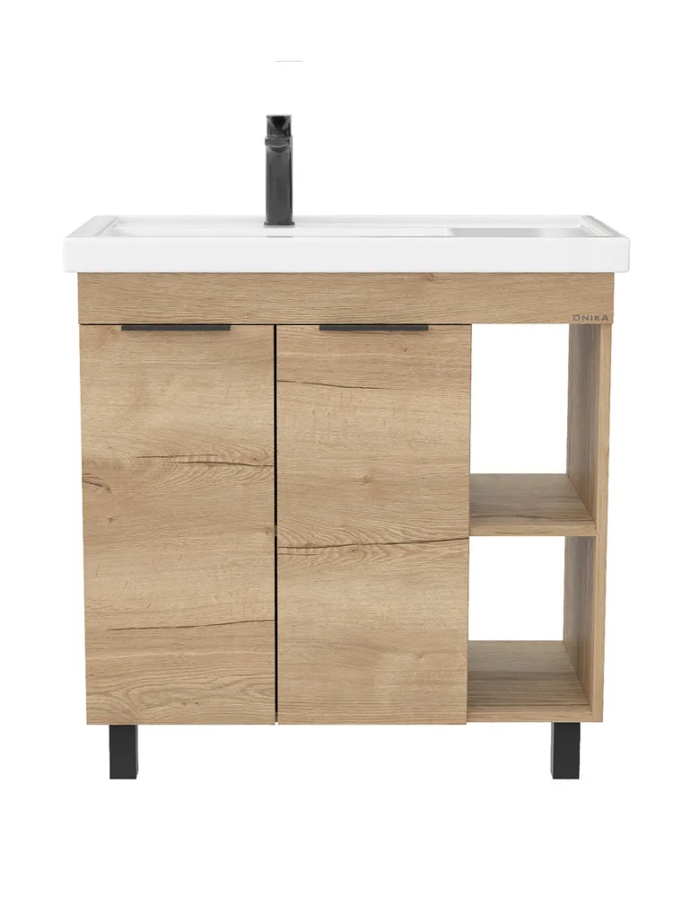 Тумба с раковиной Onika Легран 80 напольная, дуб галифакс