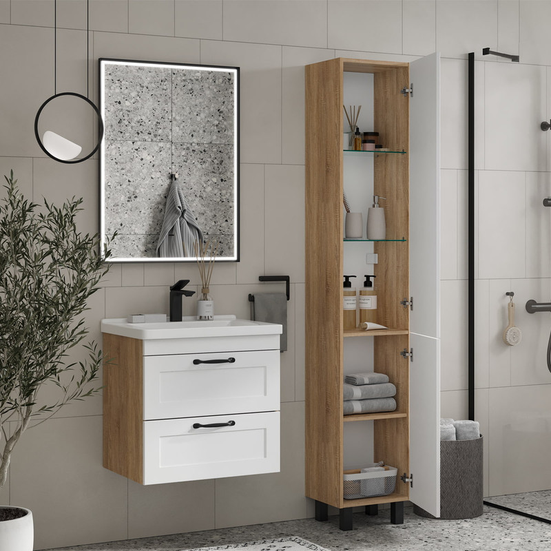 Пенал EQUIL Lago 35 напольный белый/дерево, L/R