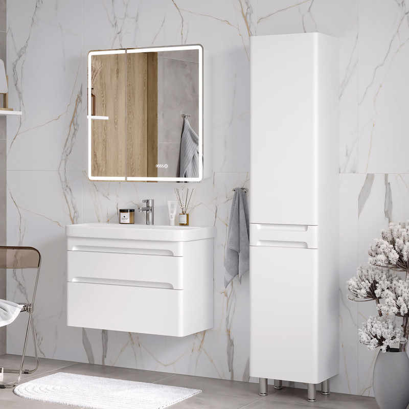 Пенал EQUIL Nice 40 напольный с корзиной L/R белый