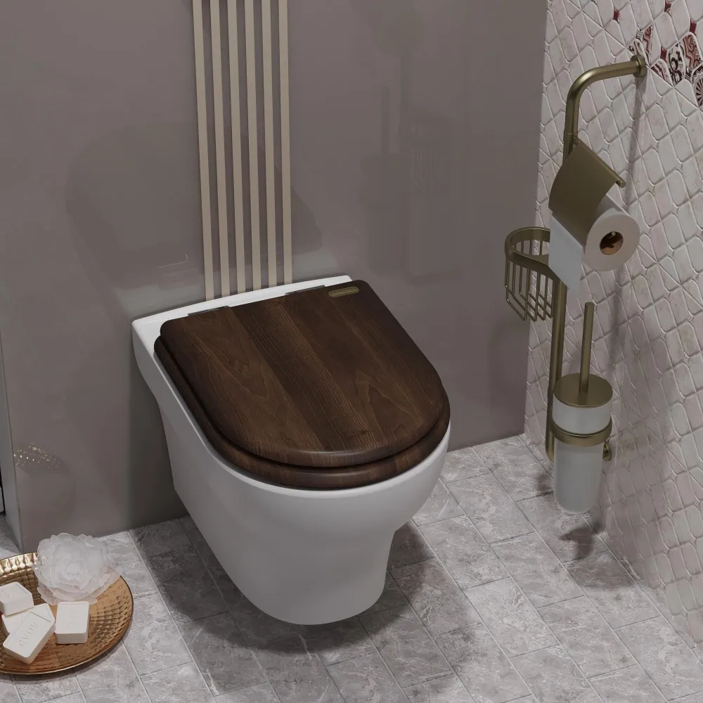 Унитаз подвесной Opadiris Лоренцо OS41712A белый, антикварный орех