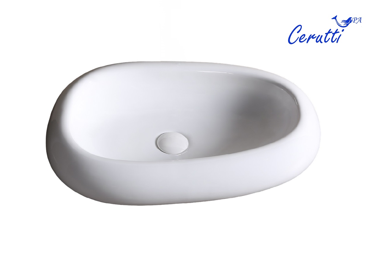 Раковина Ceruttispa CR7041B накладная, белая, асимметричная 600х400х150