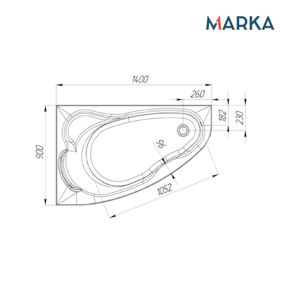 Ванна 1Marka Lil 140*90 L Комплект Стандарт 2