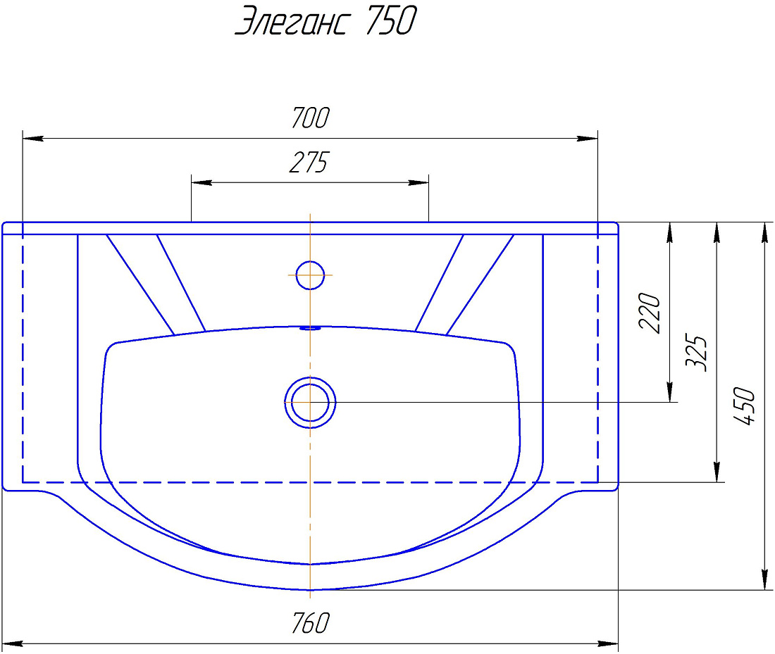 Тумба с раковиной Francesca Доминго 75 напольная, 2 двери, белая