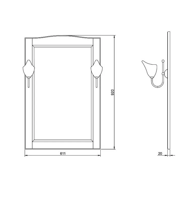 Зеркало ValenHouse Эллина 65 свет, кальяри, хром