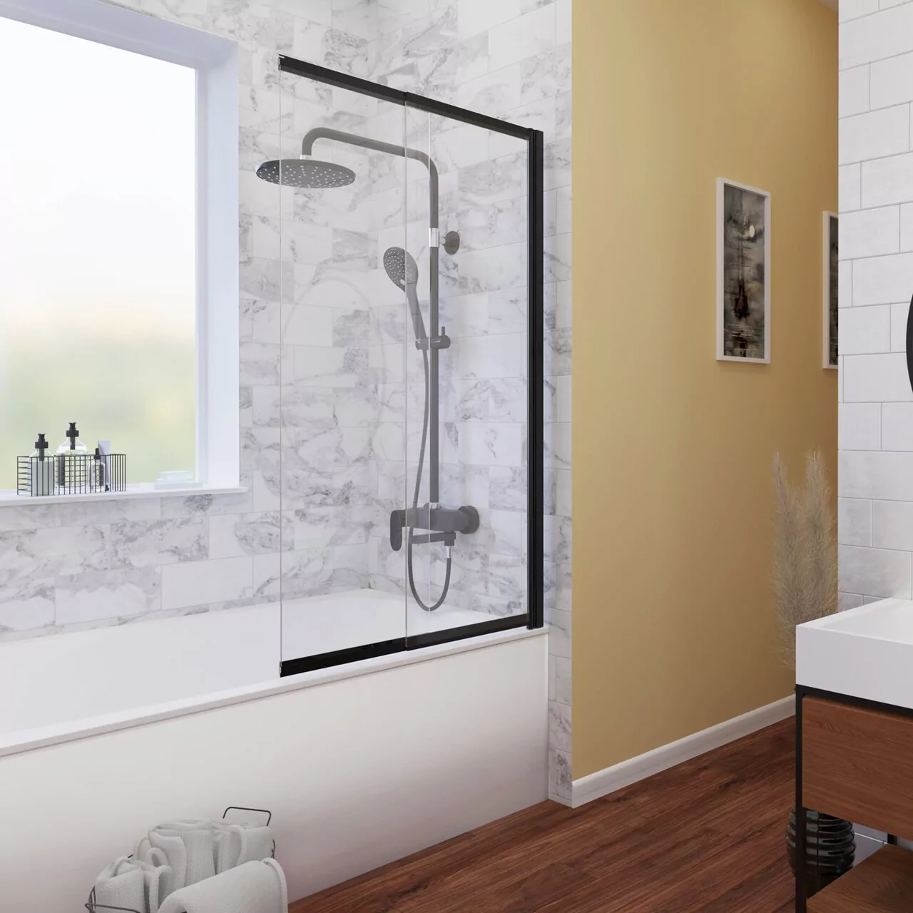Стеклянная шторка WasserKraft Dill 61S02-80 WasserSchutz профиль черный Стеклянная шторка WasserKraft Dill 61S02-80 WasserSchutz профиль черный