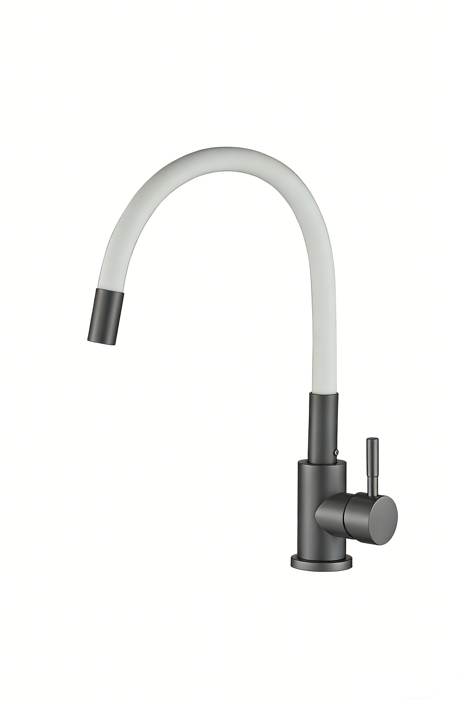 Cмеситель для кухни Ceruttispa Атэна GG-W (ATENA GG-W) из нержавеющей стали, цвет графит, излив белый
