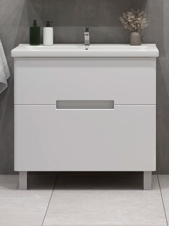 Тумба напольная SanStar Ориана 70 с раковиной Миранда 70, белая