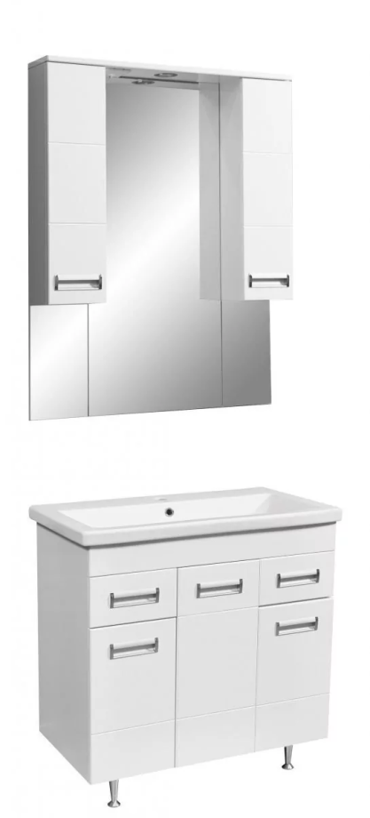 Мебель для ванной Stella Polar Фиора 80 комплект, напольный, белый глянец