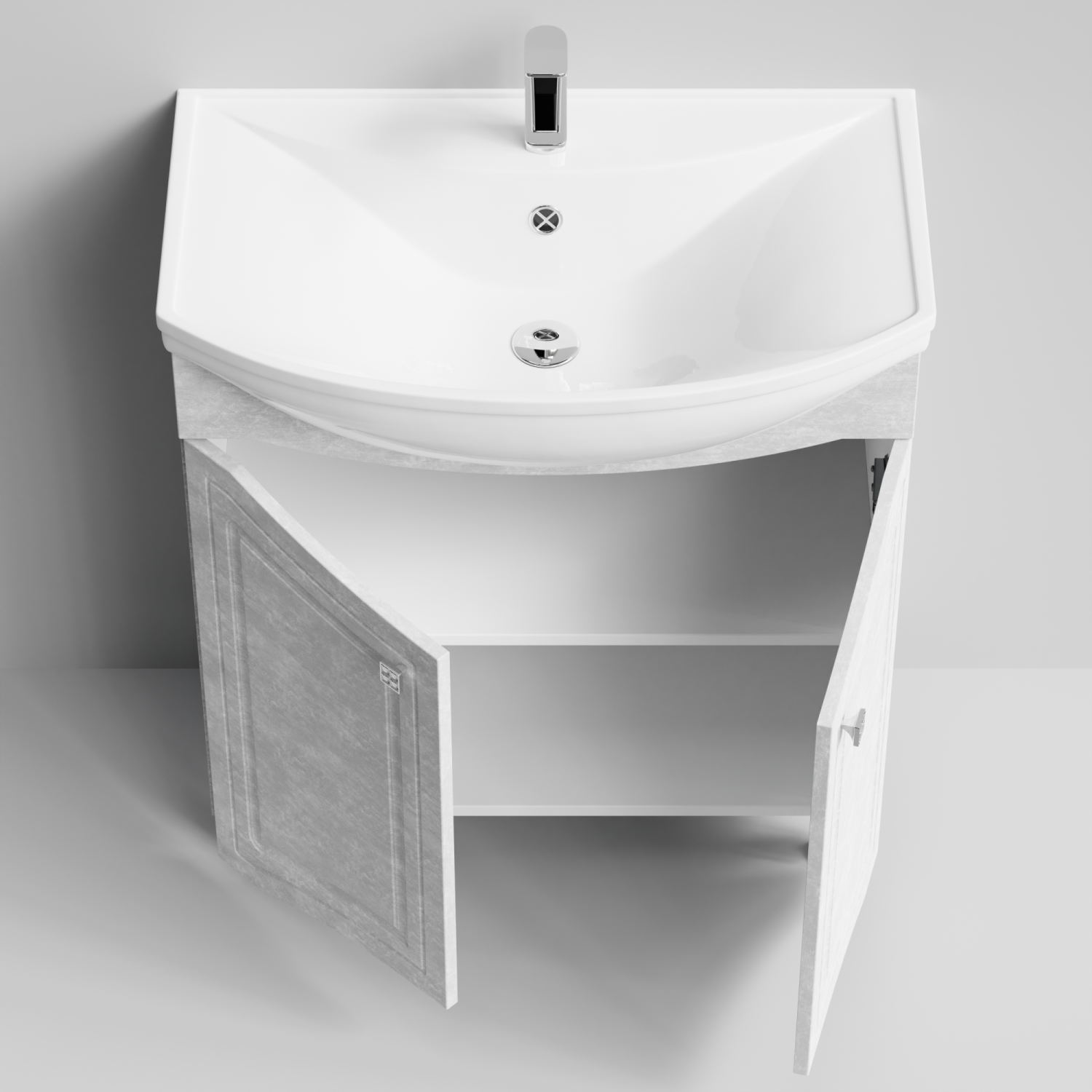 Тумба с раковиной Адам 75 напольная, Белый камень