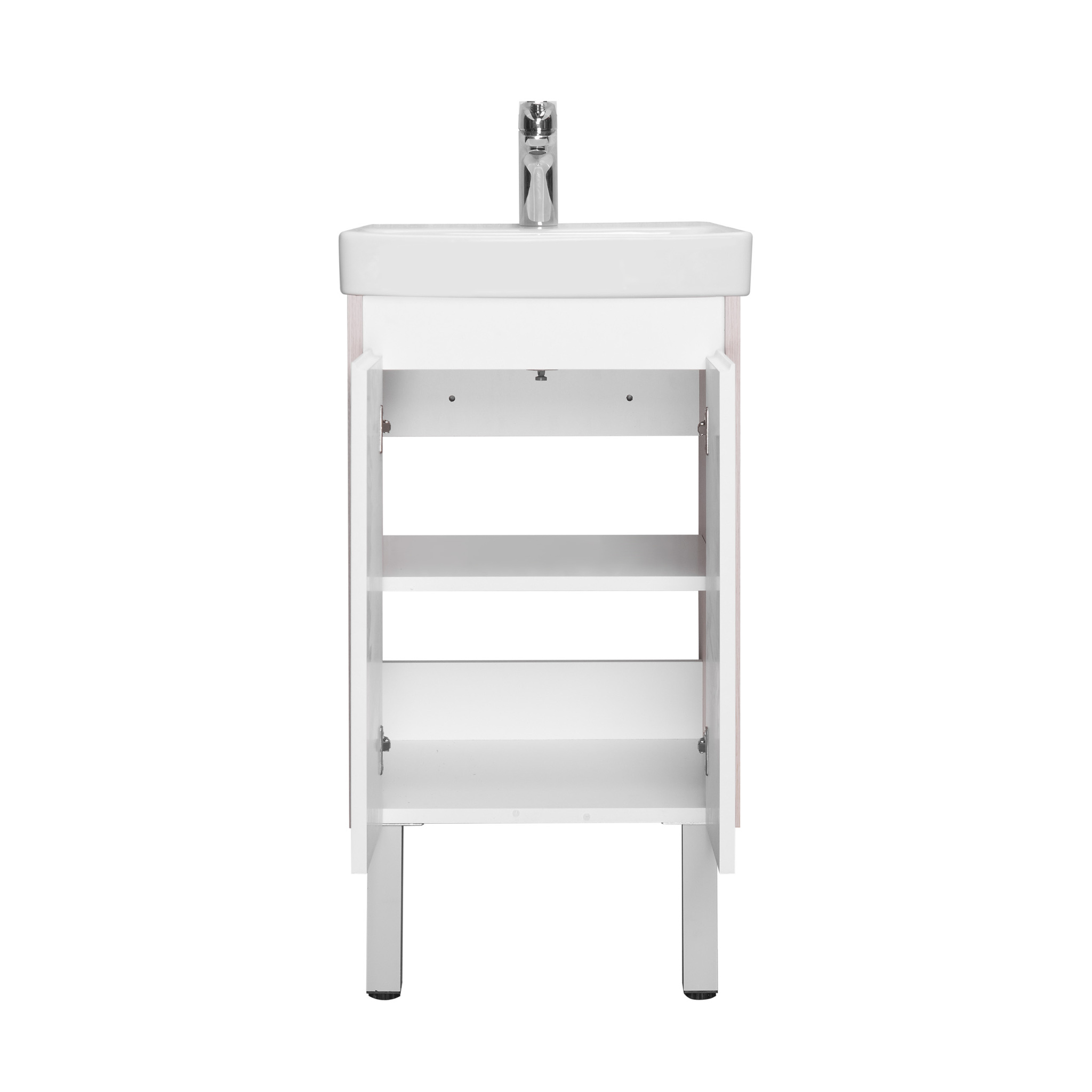 Тумба Aquaton Сканди Doors 45 с раковиной Адриана 45, 2 ящика, подвесная, белый, дуб верона