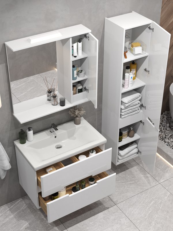 Тумба подвесная SanStar Ориана 70 с раковиной Como 70 (комплект), белая