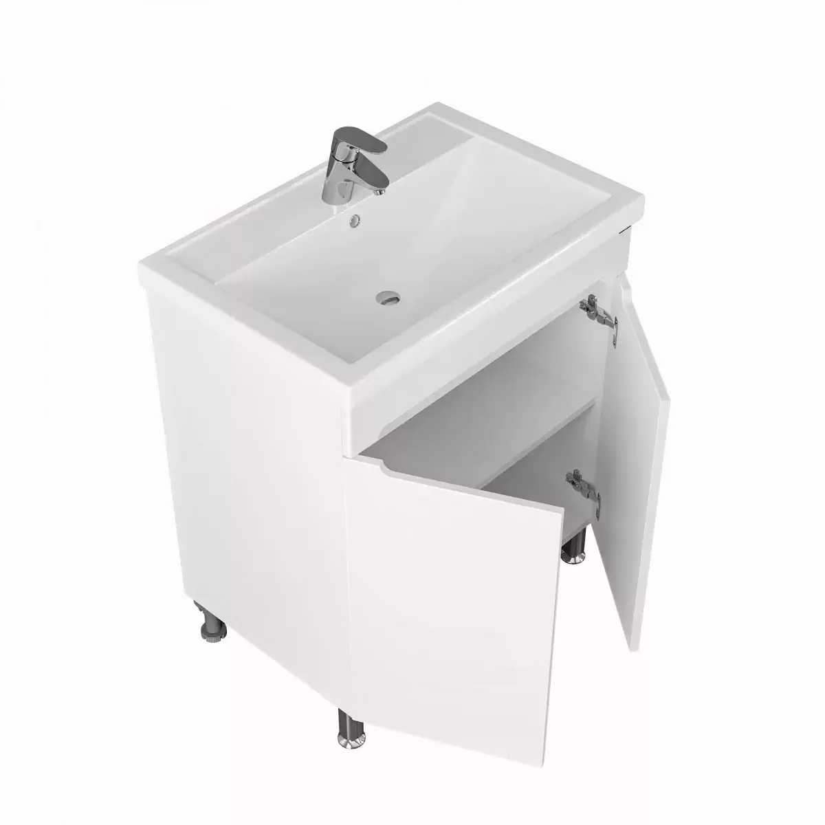 Тумба напольная Санта Лондон 70 с раковиной Фостер 70, 2 двери, белая