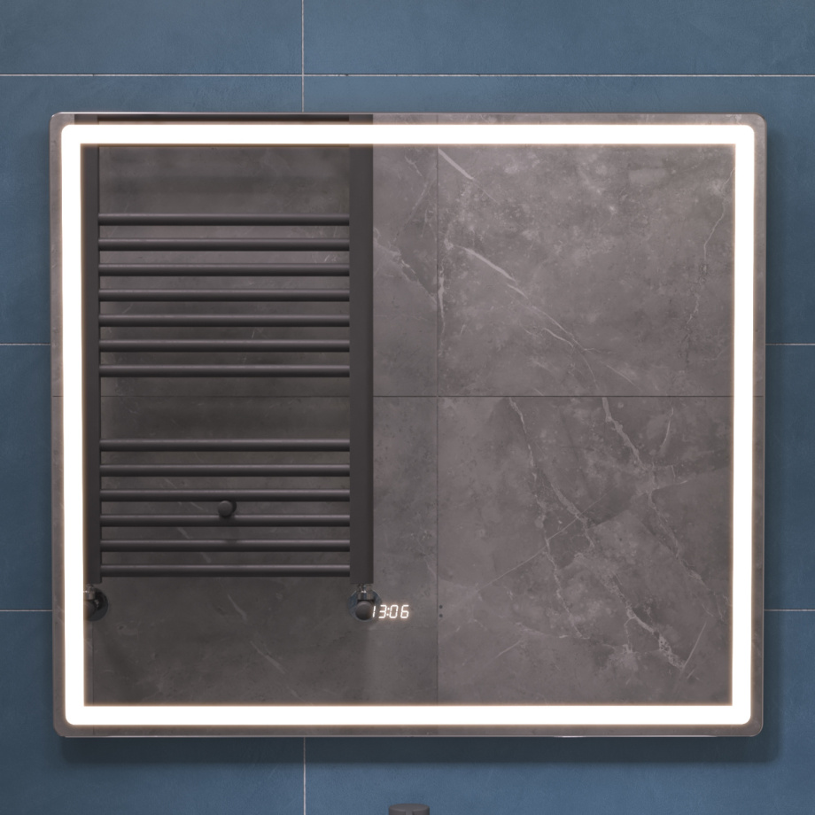 Зеркало Vigo Geometry Luxe 800 свет, сенсор, часы, антизапотевание