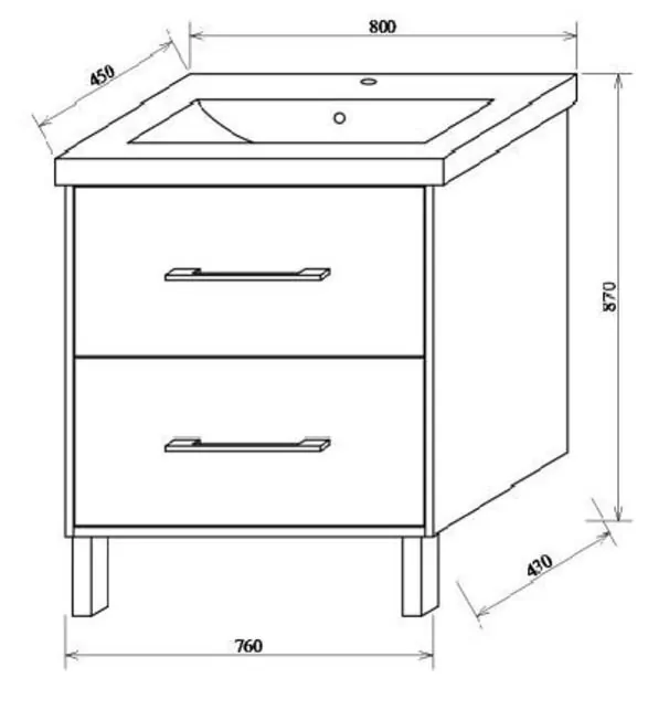 Тумба напольная Sanflor Экко 80 с раковиной Como 80, орегон