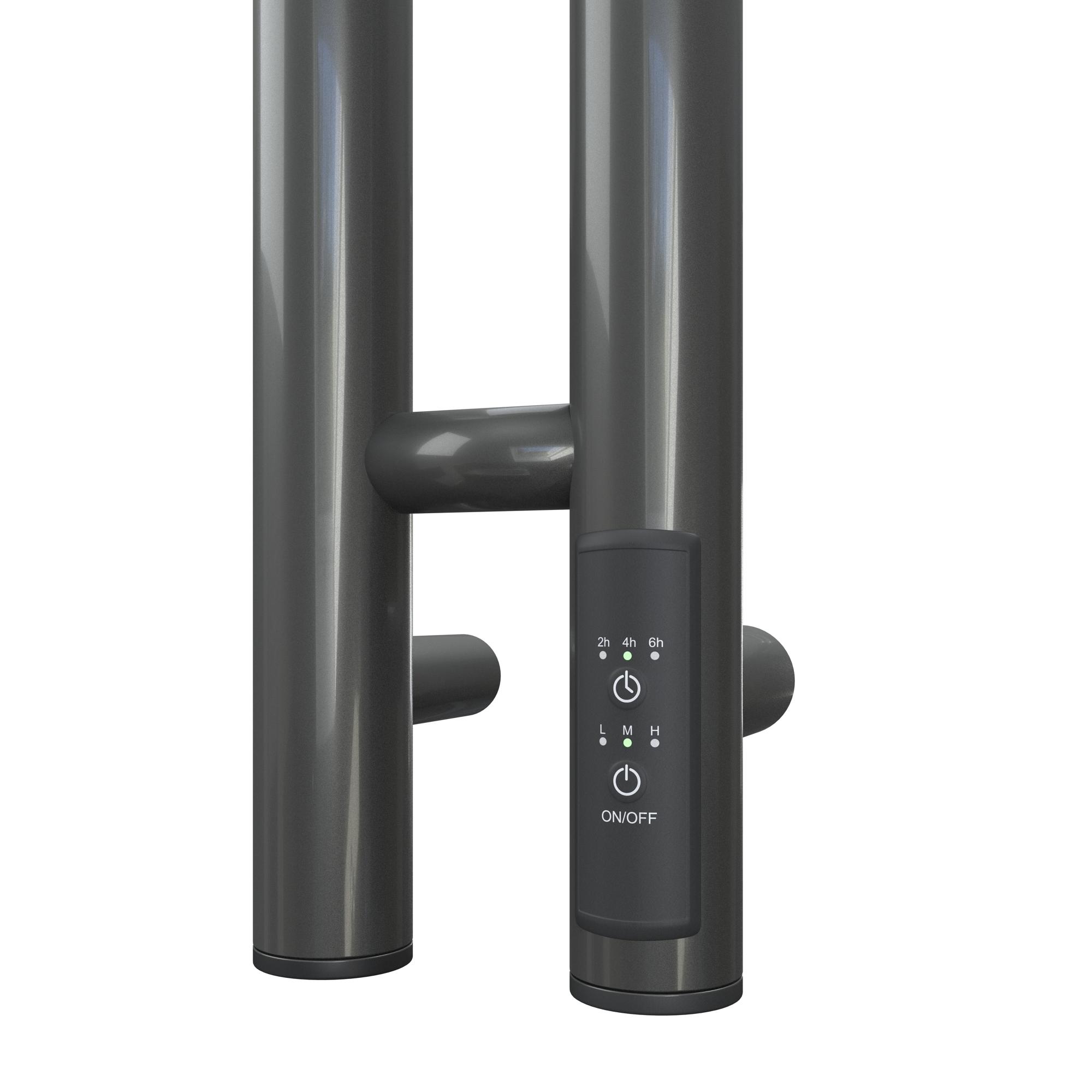 Полотенцесушитель электрический APEXTERMO Luna LN10121GF 1200x80 с крючками, графит металлик