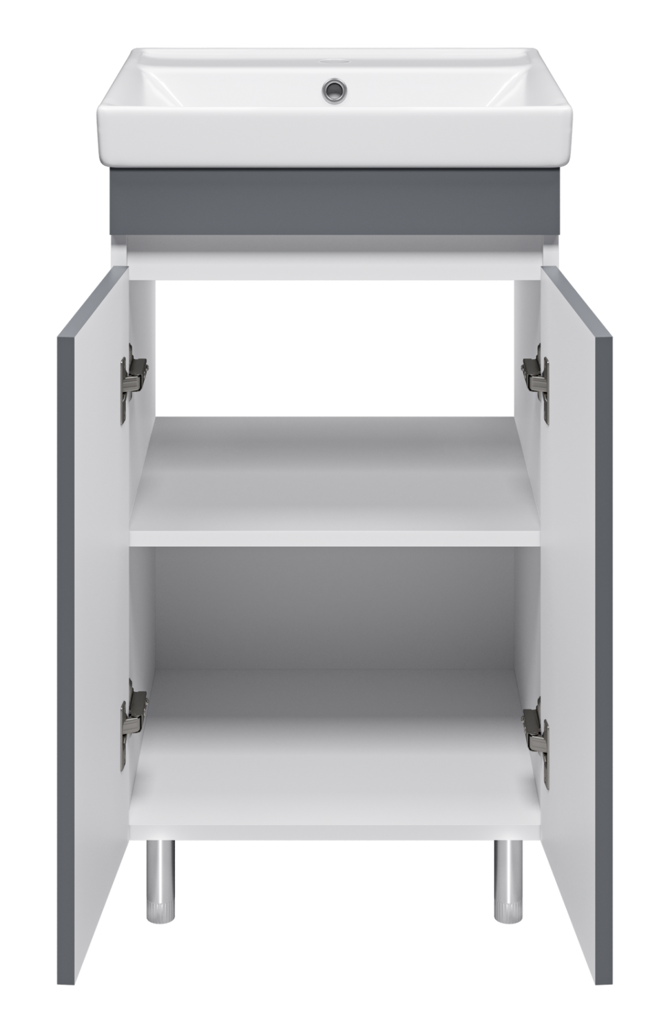 Тумба Misty Майна 50 с раковиной Como 50, напольный, графит/белый