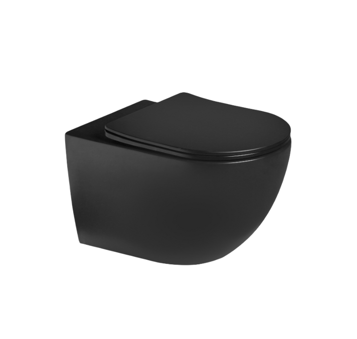 Унитаз SantiLine SL-5002T-MB подвесной, безободковый, с микролифтом, черный матовый