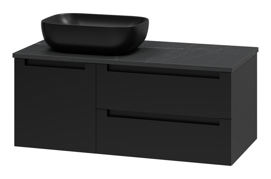 Тумба с раковиной Brevita Cargo 100 подвесная, черный