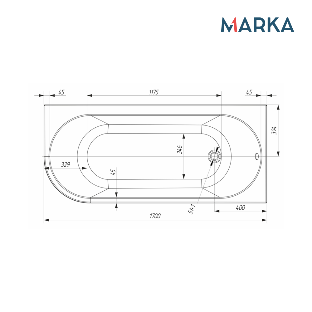 Ванна 1Marka «ALISA MG» 170*75 L Комплект Стандарт 2
