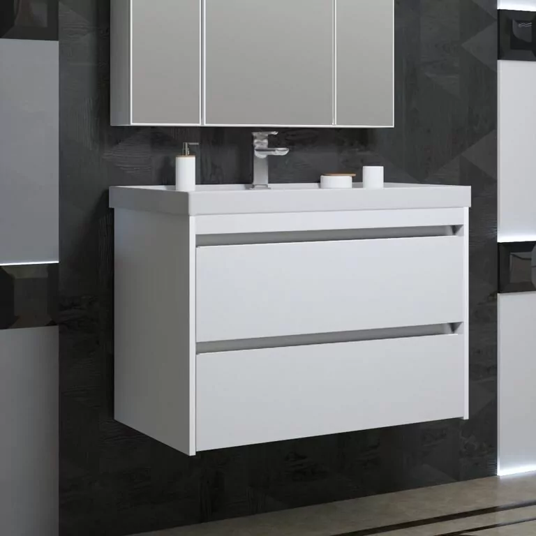 Тумба подвесная Opadiris Фреш 80 с раковиной CeraStyle Frame 80, белый