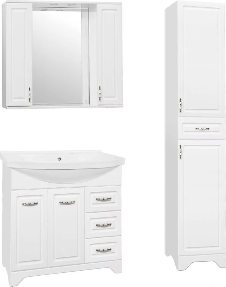 Зеркало со шкафчиком Style Line Олеандр-2 90/С свет, белый от магазина Vanna-Vanna.ru!
